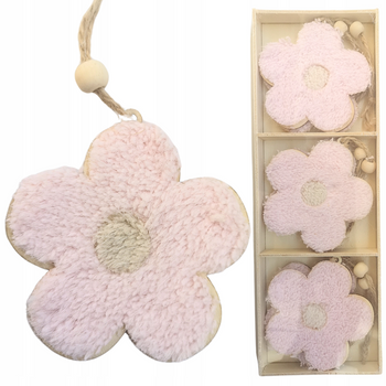 ZAWIESZKI PLUSZOWE KWIATKI RÓŻOWE 6 SZT.