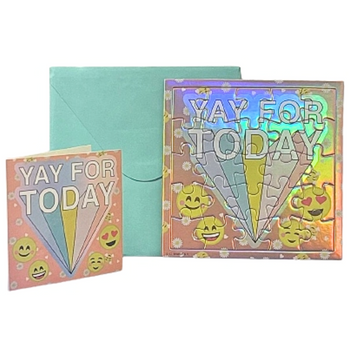 KARTKA Z ŻYCZENIAMI Z PUZZLAMI YAY FOR TODAY 3W1