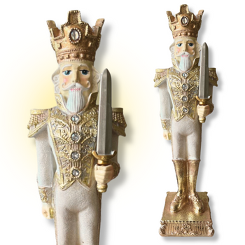 FIGURKA DZIADEK DO ORZECHÓW DUŻY ZŁOTY Z MIECZEM 39CM