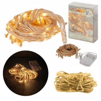 SZNURREK JUTOWY Z LEDAMI 80 LED