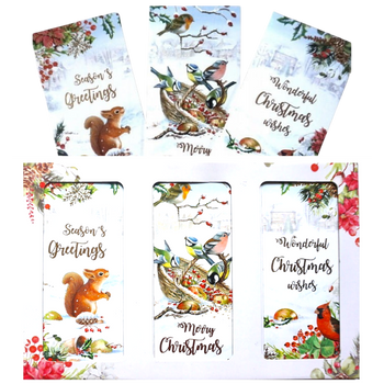 KARTKI ŚWIĄTECZNE 10 SZT. Z PTASZKAMI
