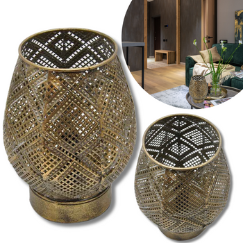 LAMPA DEKORACYJNA STOŁOWA AŻUROWA ZŁOTA