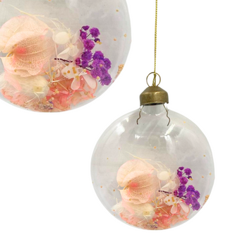 SZKLANA ZAWIESZKA GŁADKA Z SUSZONYMI KWIATAMI Z KŁOSEM