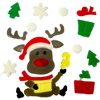 NAKLEJKI NA OKNO ŻELOWE RENIFER Z CZAPKĄ