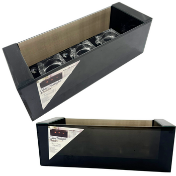 ŚWIECZNIK SZKLANY NA TEALIGHT 31X10,6CM CZARNY