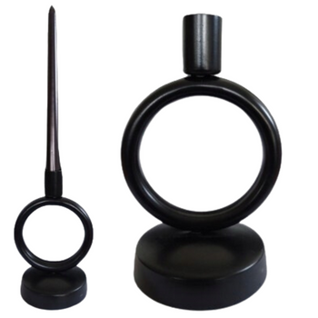 ŚWIECZNIK CZARNY METALOWY OKRĄGŁY