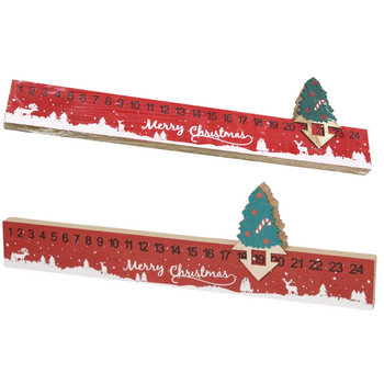 KALENDARZ ADWENTOWY ODLICZANIE DO ŚWIĄT 38X9,5CM STOJĄCY CZERWONY