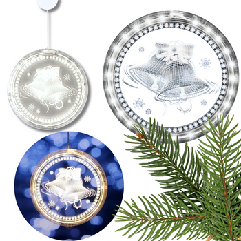 DEKORACJA ŚWIETLNA AKRYLOWA DZWONEK BIAŁY ZIMNY WITRAŻ