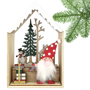 DEKORACJA ZIMOWA DREWNIANA GNOM BAŁWAN 20X13CM