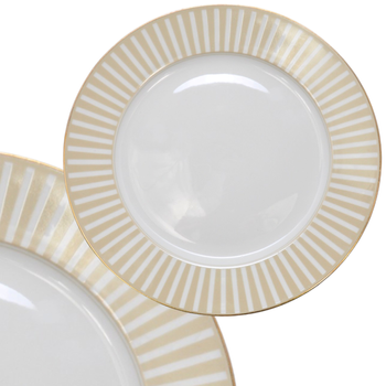 TALERZ OBIADOWY 27CM BEŻOWE PASY