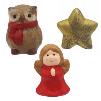 ZESTAW 3 OZDÓB CZERWONY ANIOŁEK GWIAZDKA SOWA