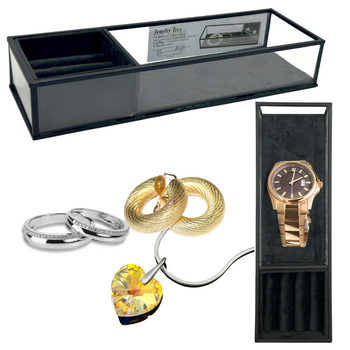 SZKATUŁKA SZKLANA CZARNA 9x28x5cm