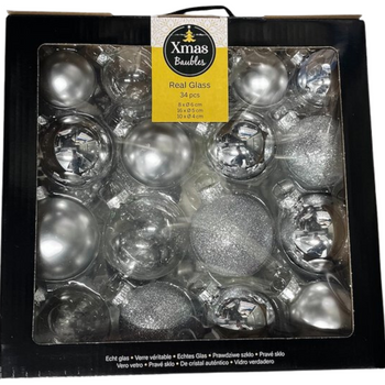 ZESTAW SREBRNYCH BOMBEK 34SZT. RÓŻNE WIELKOŚCI