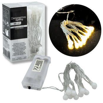 MINI LAMPKI DEKORACYJNE 10 LED BIAŁE