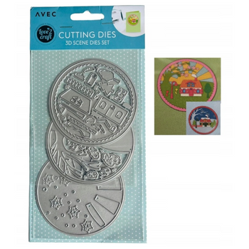 MATRYCA DO WYCINANIA ZE SCENKĄ 3D DOMEK NA WSI