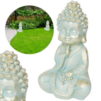 SIEDZĄCY BUDDA BŁĘKITNY Z RĘKĄ POD BRODĄ