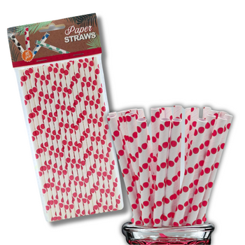 ZESTAW SŁOMEK PAPIEROWYCH 16SZT RÓŻOWO BIAŁE