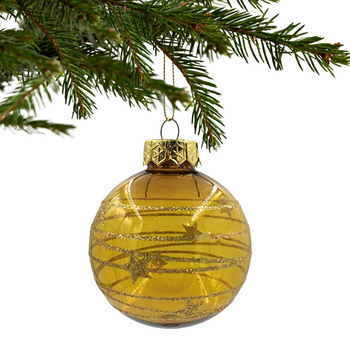 PLASTIKOWA BOMBKA PÓŁPRZEZROCZYSTA ZŁOTA ZŁOTY BROKAT