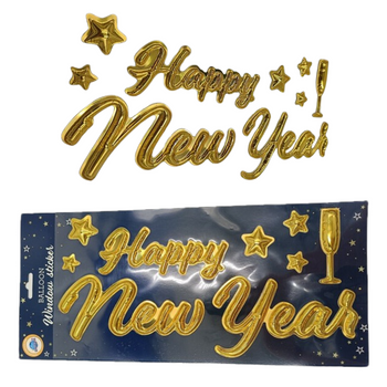 NAKLEJKA SAMOLEPKA NA OKNO HAPPY NEW YEAR ZŁOTA