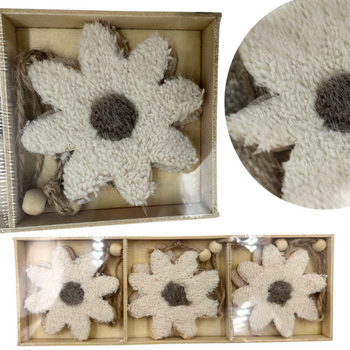 ZAWIESZKI PLUSZOWE KWIATKI BEŻOWE 6 SZT.