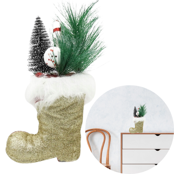 FIGURKA ŚWIĄTECZNA ZŁOTY BROKATOWY BUT 24CM