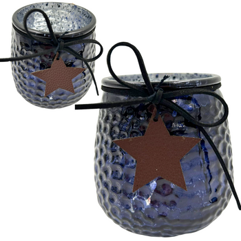 SZKLANY ŚWIECZNIK LAMPION SŁOIK CZARNY Z GWIAZDKĄ 10CM