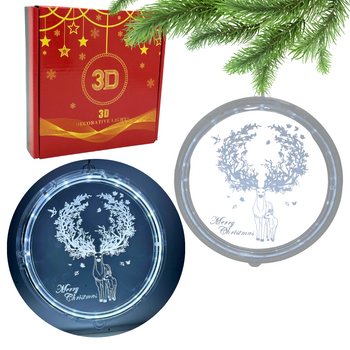 DEKORACJA ŚWIETLNA AKRYLOWA ŁOŚ BIAŁY ZIMNY WITRAŻ