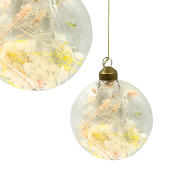 SZKLANA ZAWIESZKA GŁADKA Z SUSZONYMI KWIATAMI JASNE KWIATKI