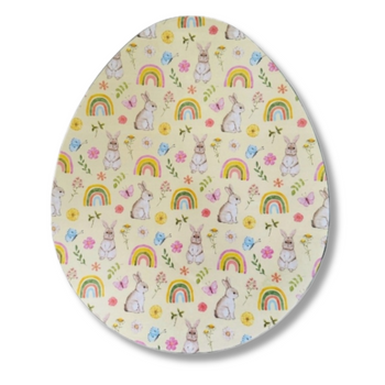 TACA W KSZTAŁCIE JAJKA - ZAJĄCZKI I TĘCZA