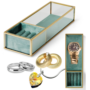 SZKATUŁKA SZKLANA ZŁOTA 9x28x5cm