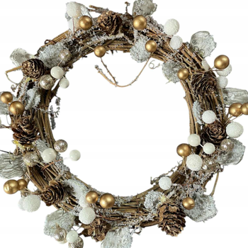 WIENIEC ŚWIĄTECZNY ZŁOTO-BIAŁE KULECZKI