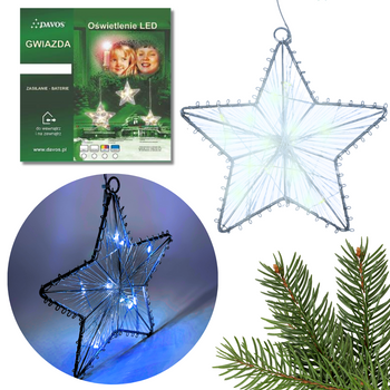 GWIAZDA LAMPKI LED NA BATERIE NIEBIESKI