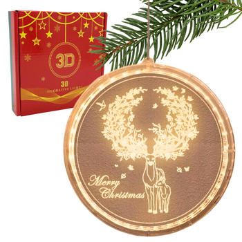 DEKORACJA ŚWIETLNA AKRYLOWA ŁOŚ BIAŁY CIEPŁY WITRAŻ