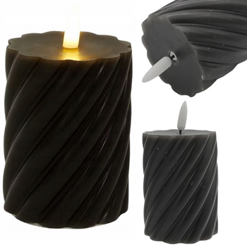 ŚWIECA SKRĘCONA WOSKOWA LED CZARNA