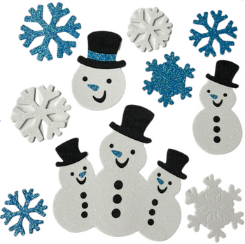 NAKLEJKI NA OKNO ŚWIĄTECZNE PIANKOWE BROKATOWE BAŁWANY