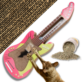 DRAPAK DLA KOTA Z KOCIMIĘTKĄ RÓŻOWO ZIELONY GITARA