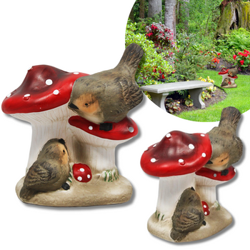 FIGURKA GRZYB OGRODOWA BALKON TARAS DUŻA PTAK