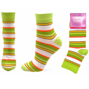 SKARPETKI DAMSKIE ZIELONE W PASKI 39-41 DERBY