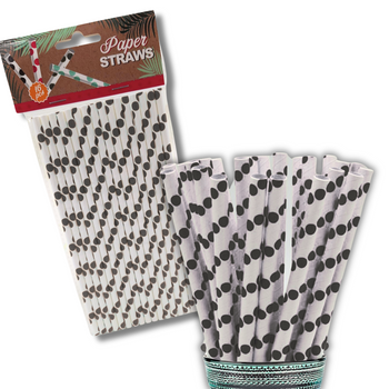 ZESTAW SŁOMEK PAPIEROWYCH 16SZT BIAŁO CZARNE