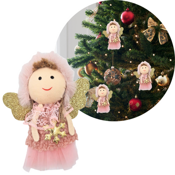 ZAWIESZKA CHOINKOWA Z RÓŻOWYM ANIOŁKIEM STRÓJ BARANEK 12 CM