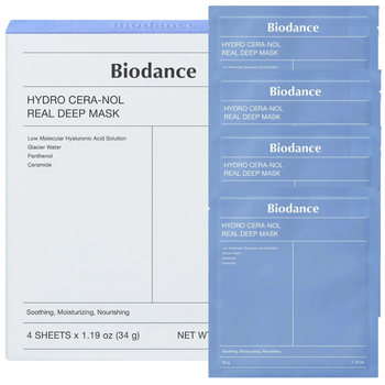 BIODANCE HYDRO CERA-NOL REAL DEEP MASK NIEBIESKA 4 SZT KOMPLET