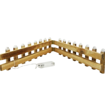 Drewniany płotek z lampkami Led światełka dekoracja