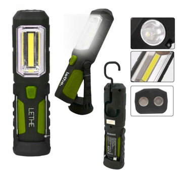 LETHE LATARKA WARSZTATOWA LED CZARNO ZIELONA Z MAGNESAMI