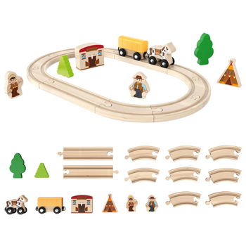 PLAYTIVE DREWNIANY ZESTAW KOLEJKA ŻÓŁTY 18 ELEMENTÓW