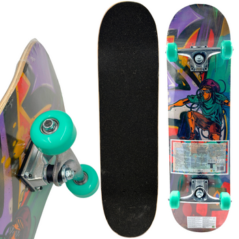 DESKOROLKA DREWNIANA / TURKUSOWE KÓŁKA