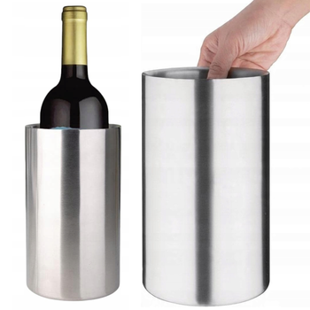 CHŁODZIARKA DO WINA STOŁOWA EKSKLUZYWNA STAL NIERDZEWNA 12 x 20 CM SILVER