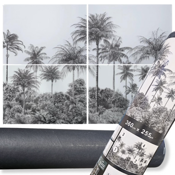 FOTOTAPETA XXL W TUBIE 360X255 - PALMY CZARNO-BIAŁE