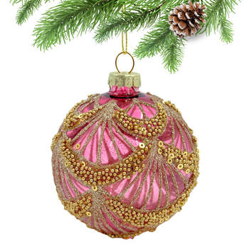 BOMBKA SZKLANA DIANA 8CM RÓŻ/CZERWIEŃ