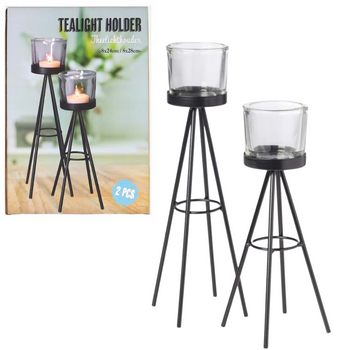 ŚWIECZNIK NA TEALIGHT 2SZT. CZARNY
