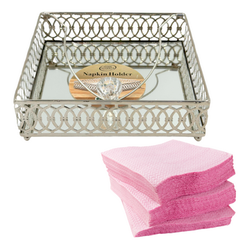 SERWETNIK GLAMOUR SREBRNY 16,8 x 16,8 cm HOME ACCENTS